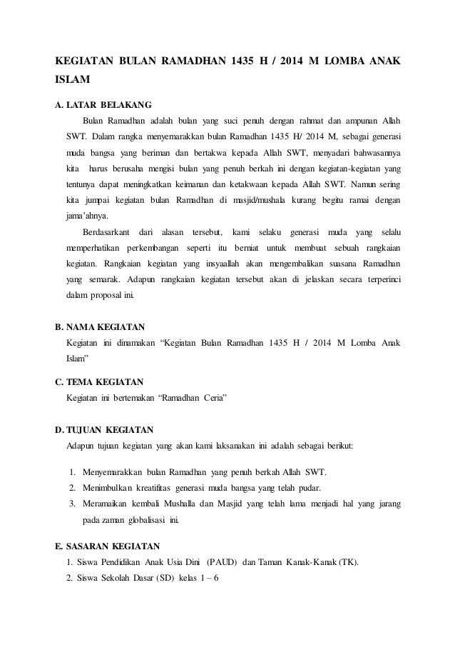 Detail Contoh Proposal Kegiatan Lomba Nomer 29