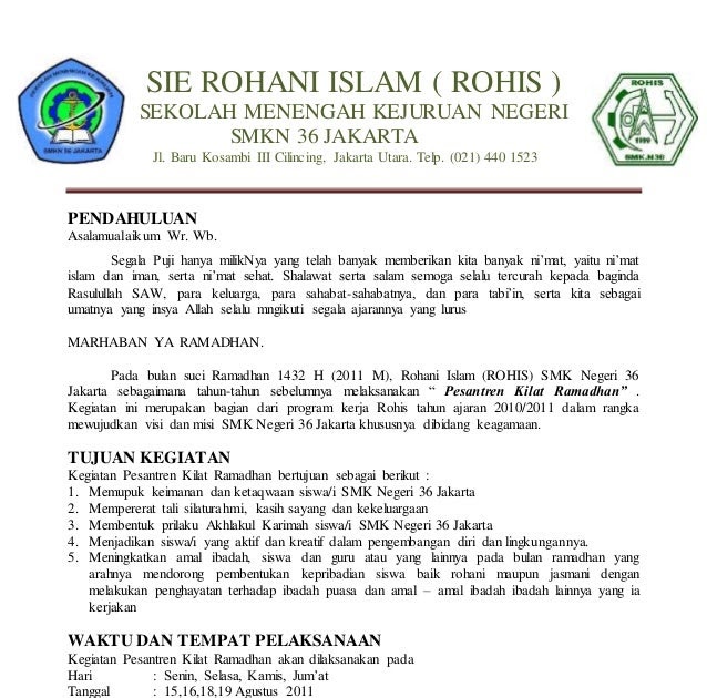 Detail Contoh Proposal Kegiatan Ramadhan Di Sekolah Nomer 54