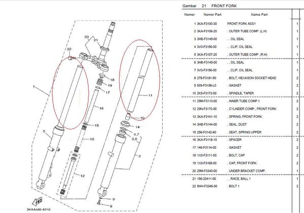 Detail Gambar Komponen Sok Depan Motor Nomer 15