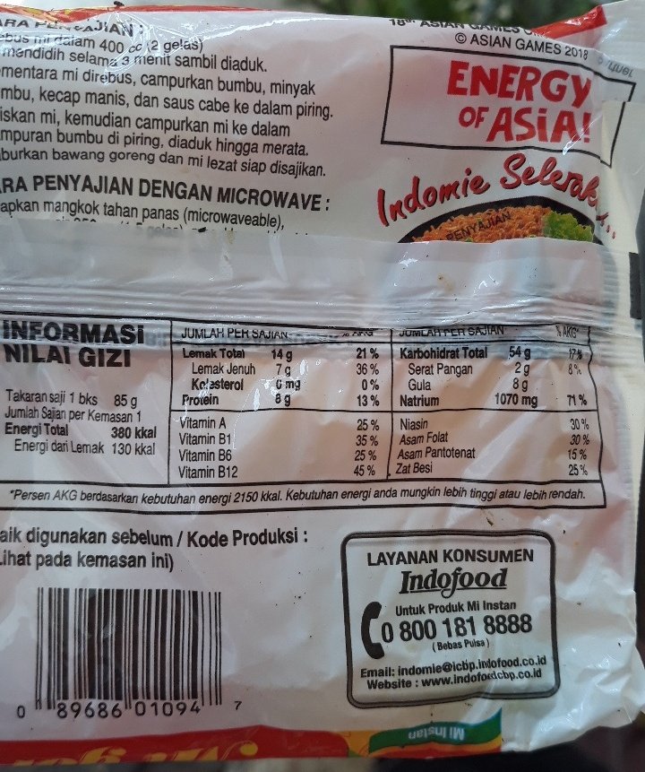 Detail Gambar Komposisi Indomie Goreng Nomer 2