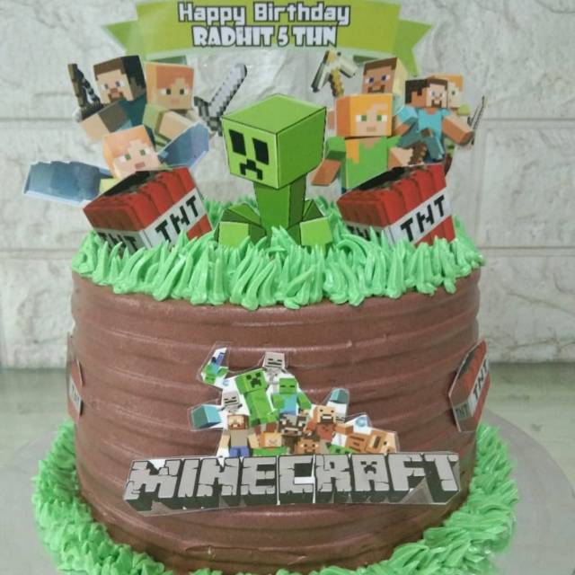 Detail Gambar Kue Ultah Minecraft Nomer 12