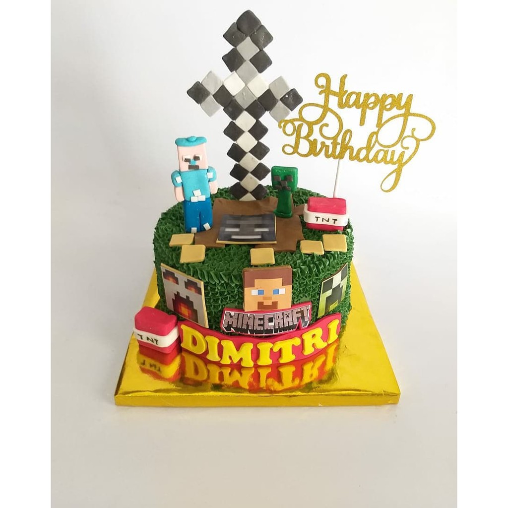 Detail Gambar Kue Ultah Minecraft Nomer 16