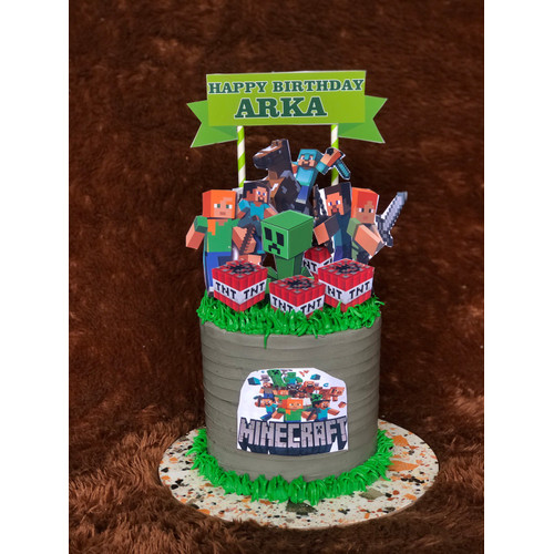 Detail Gambar Kue Ultah Minecraft Nomer 24