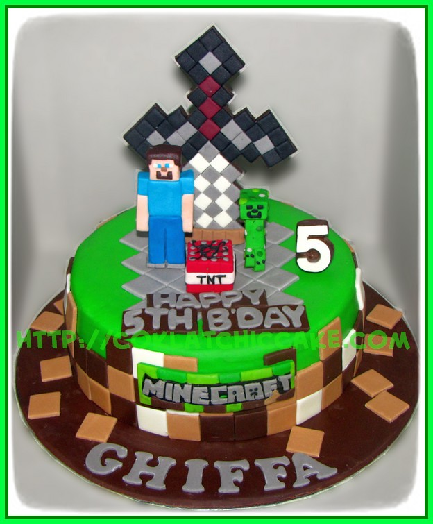 Detail Gambar Kue Ultah Minecraft Nomer 40