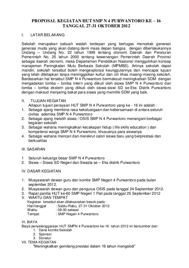 Detail Contoh Proposal Kegiatan Ulang Tahun Sekolah Nomer 2