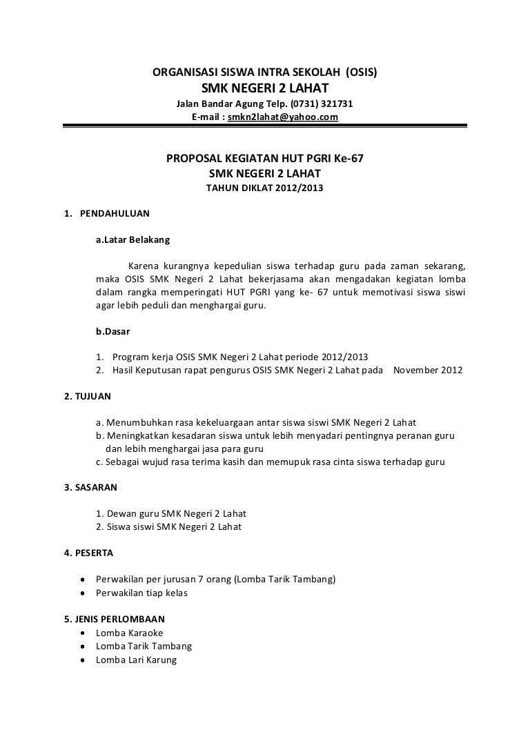 Detail Contoh Proposal Kegiatan Ulang Tahun Sekolah Nomer 6