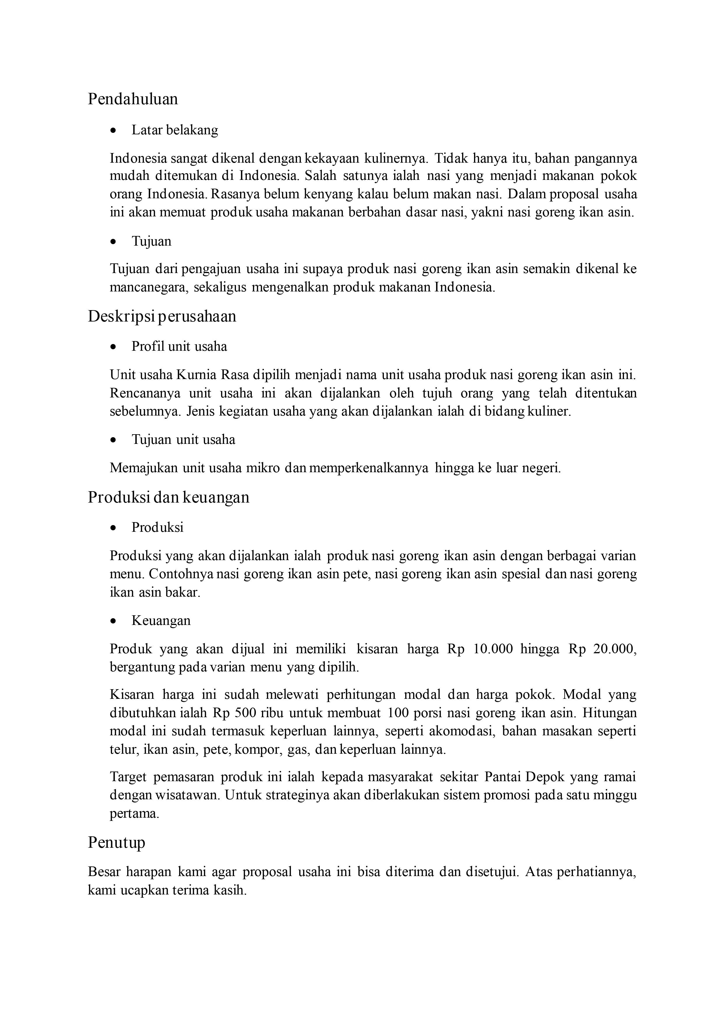 Detail Contoh Proposal Kewirausahaan Nomer 29