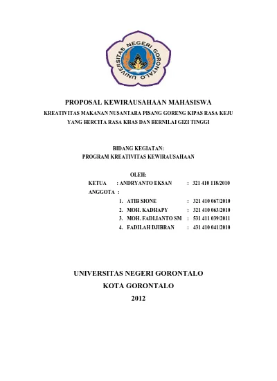 Detail Contoh Proposal Kewirausahaan Mahasiswa Nomer 21