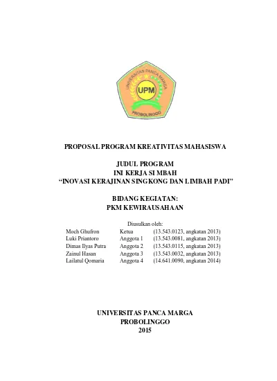 Detail Contoh Proposal Kewirausahaan Mahasiswa Nomer 25