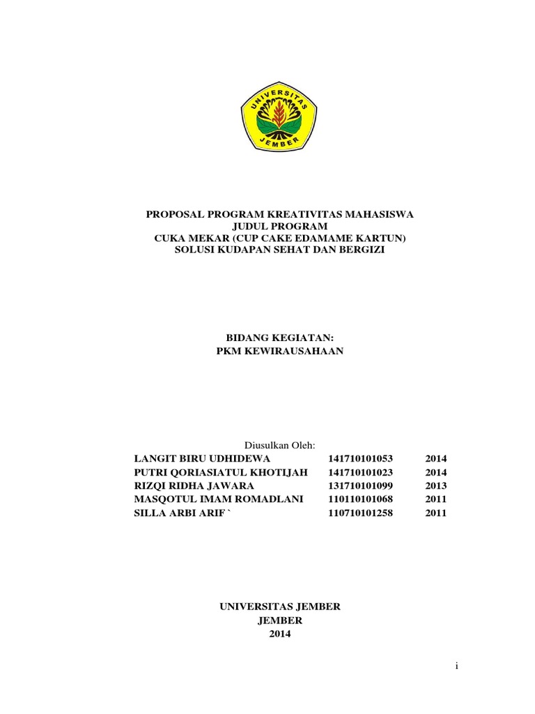 Detail Contoh Proposal Kewirausahaan Mahasiswa Nomer 31