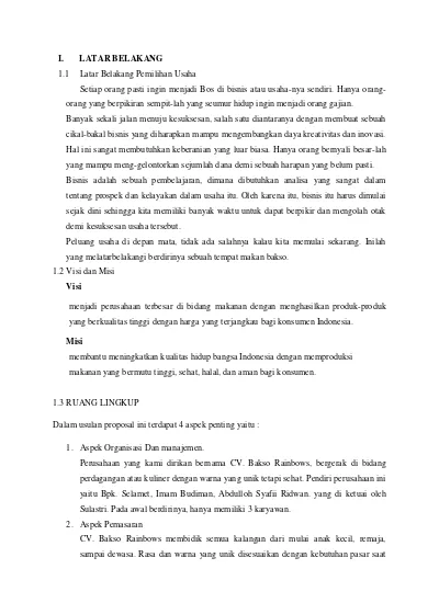 Detail Contoh Proposal Kewirausahaan Makanan Nomer 44