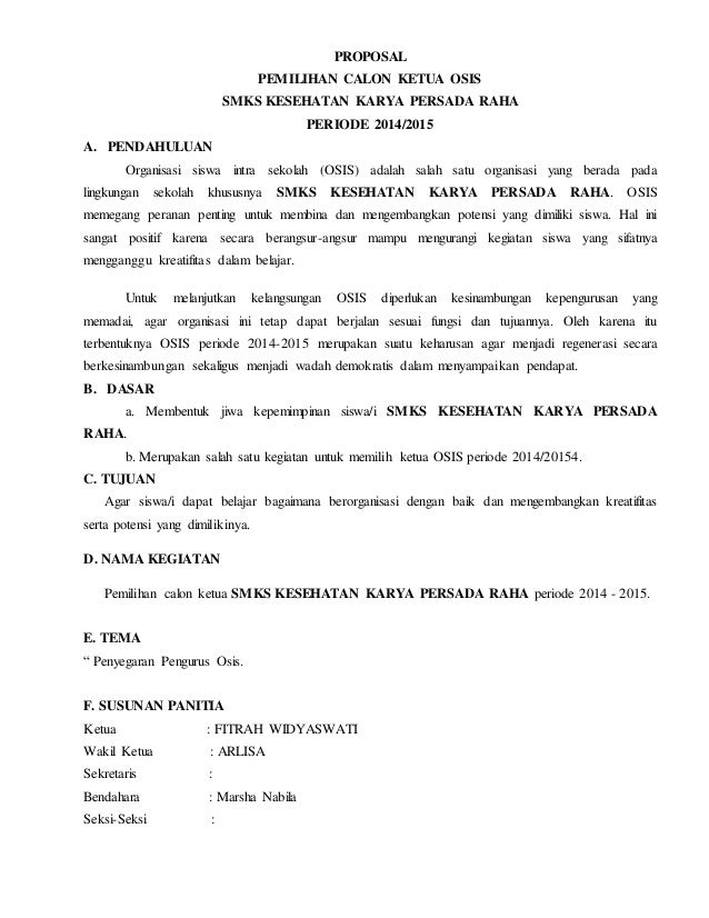 Detail Contoh Proposal Osis Nomer 14