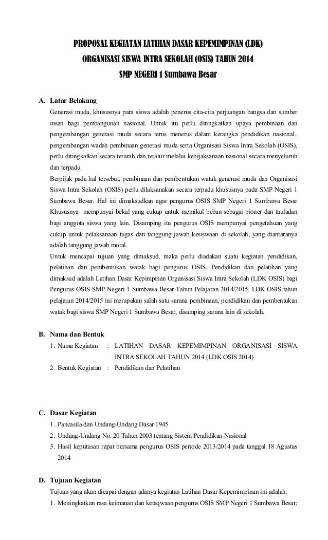 Detail Contoh Proposal Osis Nomer 20