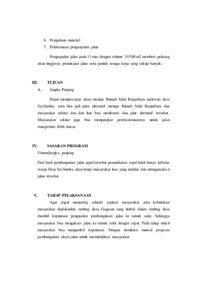 Detail Contoh Proposal Pembangunan Jalan Aspal Nomer 44