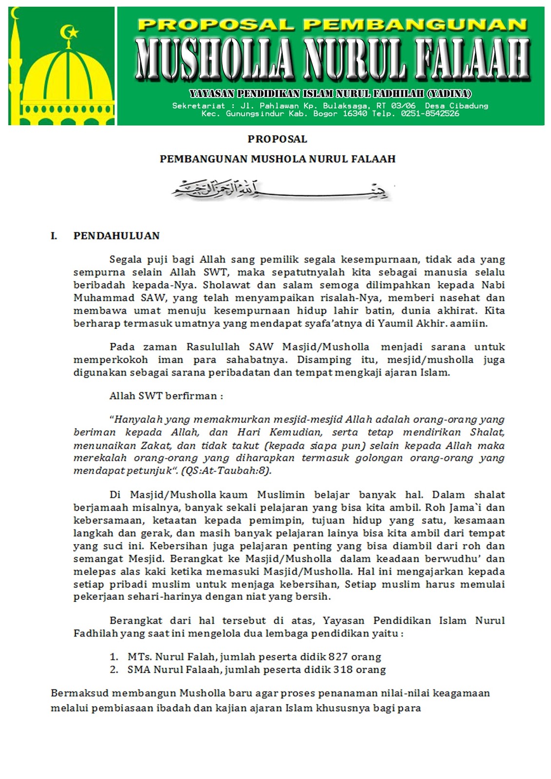 Detail Contoh Proposal Pembangunan Musholla 2019 Nomer 9