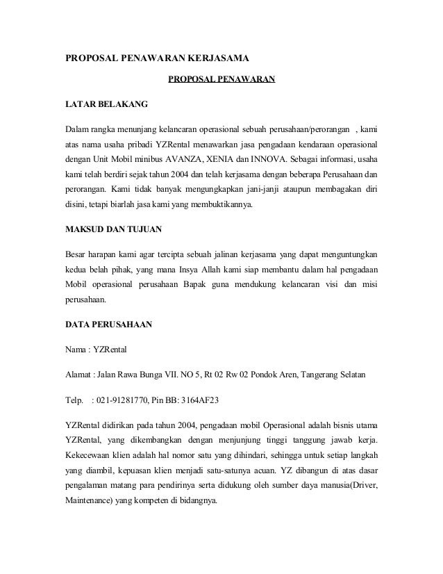 Detail Contoh Proposal Penawaran Kerjasama Nomer 13