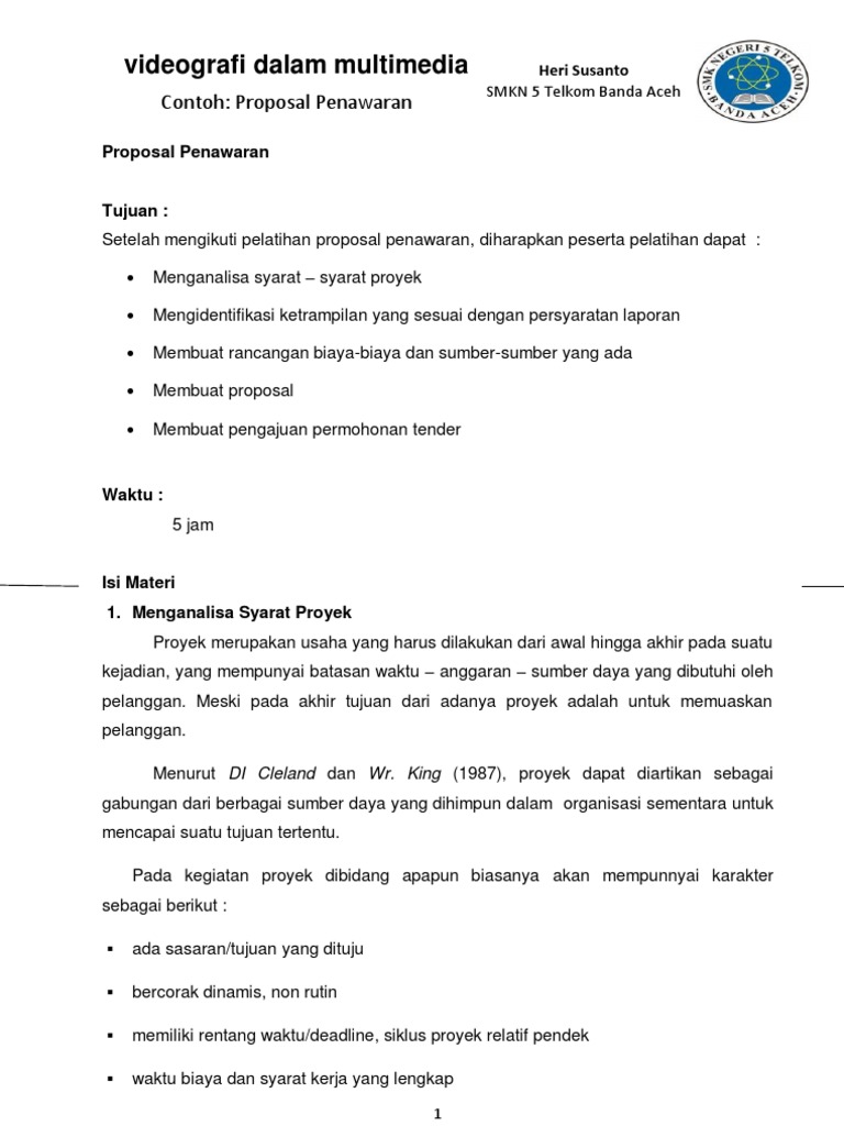 Detail Contoh Proposal Penawaran Proyek Nomer 13