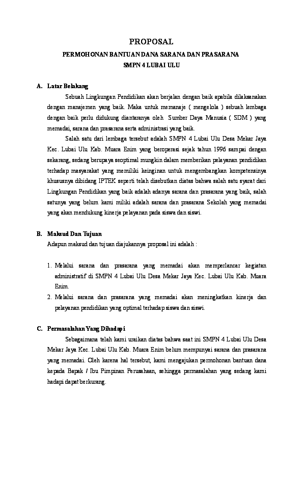 Detail Contoh Proposal Pengajuan Barang Ke Perusahaan Nomer 8