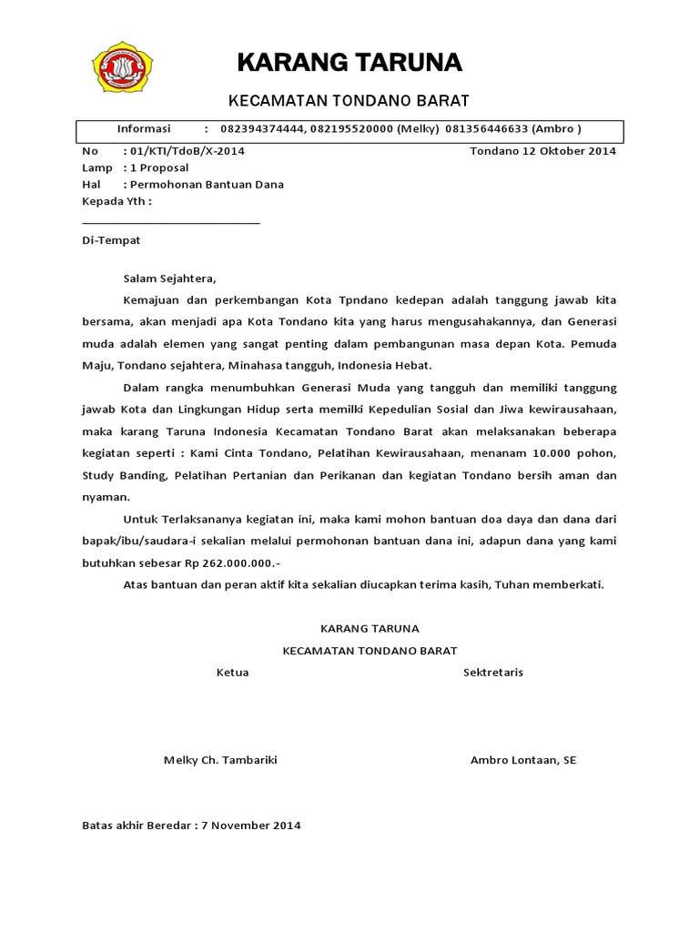Detail Contoh Proposal Pengajuan Dana Karang Taruna Nomer 16