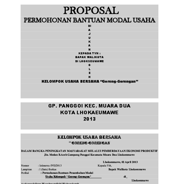 Detail Contoh Proposal Pengajuan Dana Usaha Nomer 33