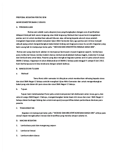 Detail Contoh Proposal Pentas Seni Nomer 5