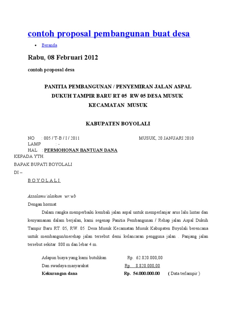 Detail Contoh Proposal Perbaikan Jalan Nomer 23