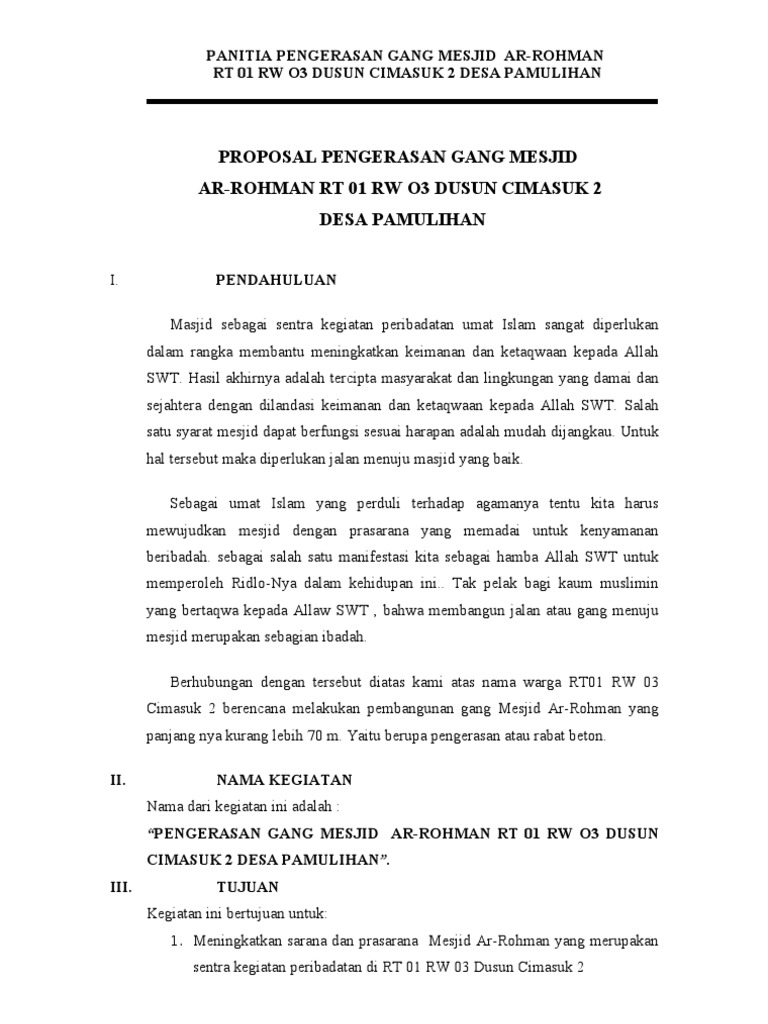 Detail Contoh Proposal Perbaikan Jalan Nomer 24