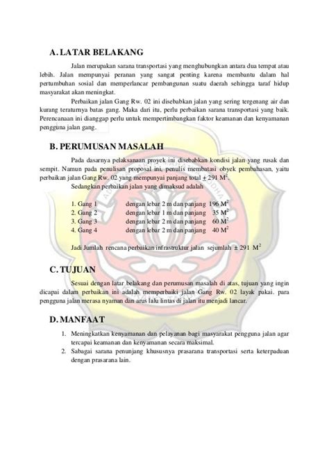 Detail Contoh Proposal Perbaikan Jalan Nomer 27