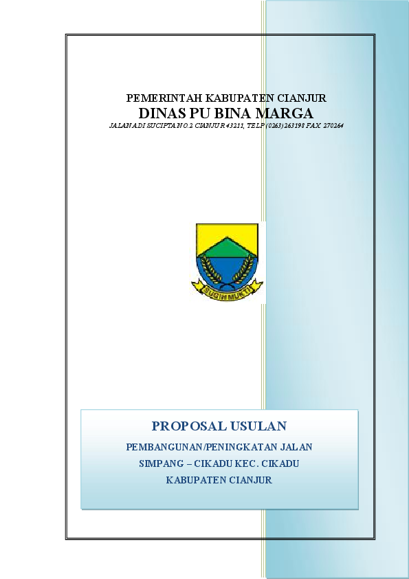 Detail Contoh Proposal Perbaikan Jalan Nomer 29