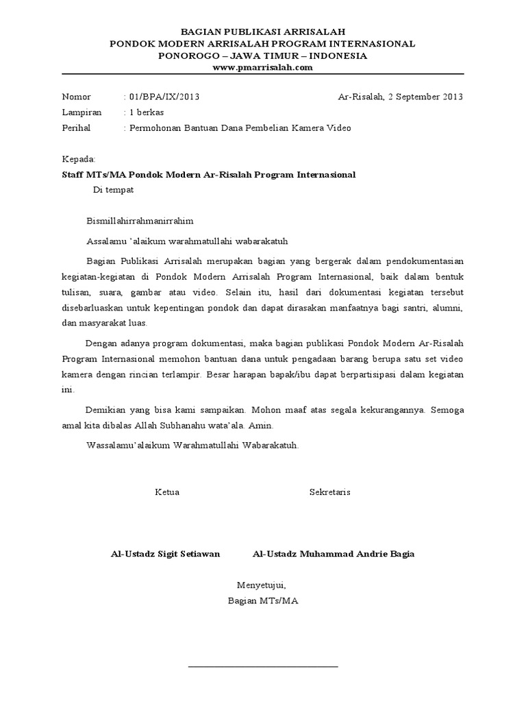 Detail Contoh Proposal Permintaan Barang Nomer 6