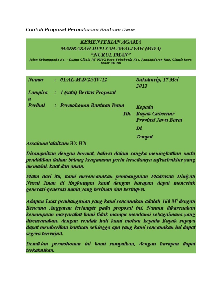 Detail Contoh Proposal Permohonan Bantuan Nomer 42