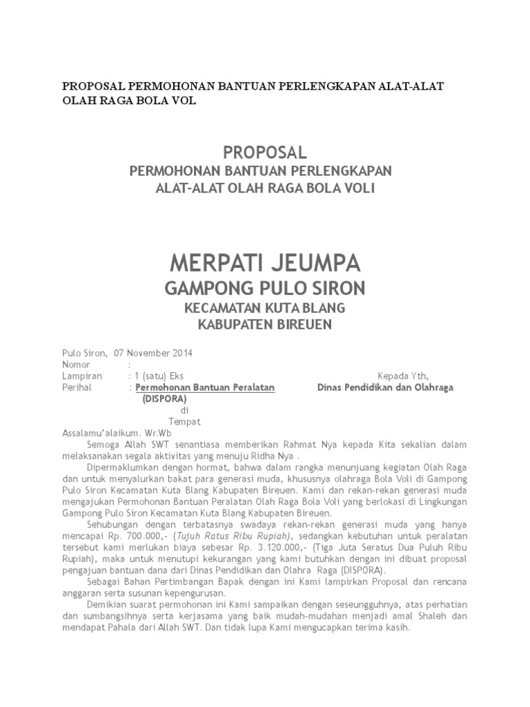 Detail Contoh Proposal Permohonan Bantuan Nomer 46