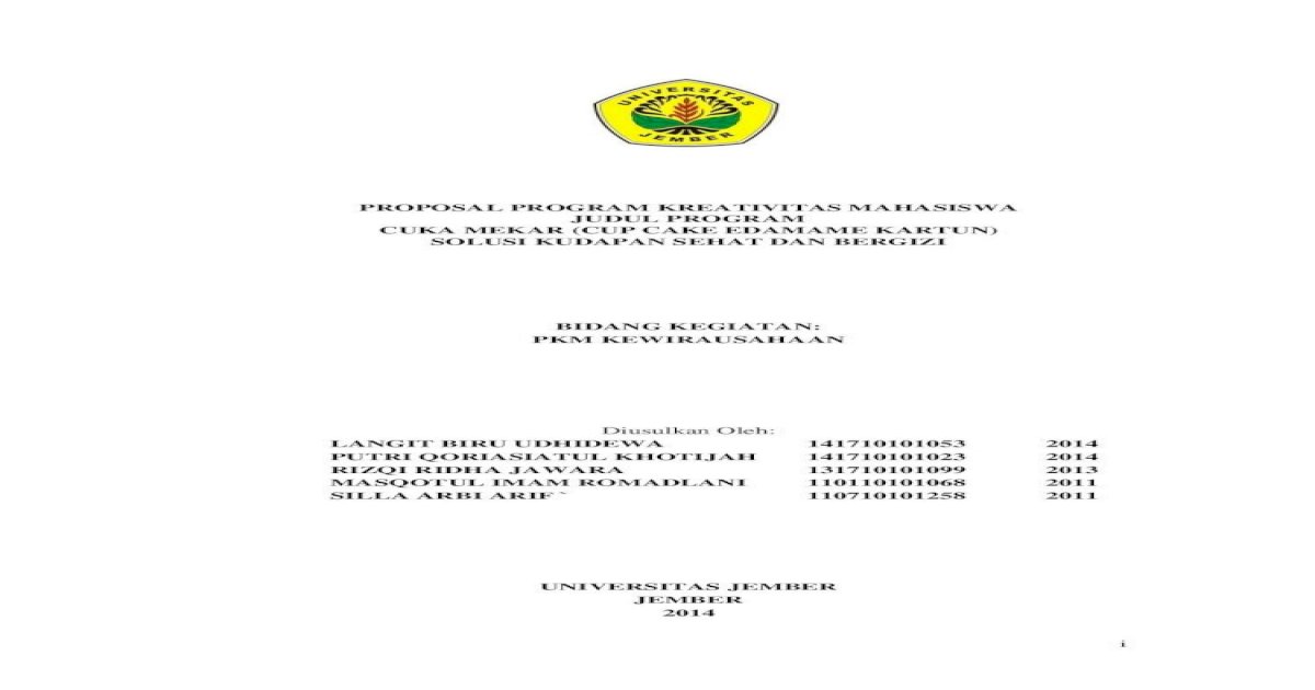 Detail Contoh Proposal Pkm Kewirausahaan Nomer 11