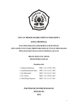 Detail Contoh Proposal Pkm Kewirausahaan Nomer 8