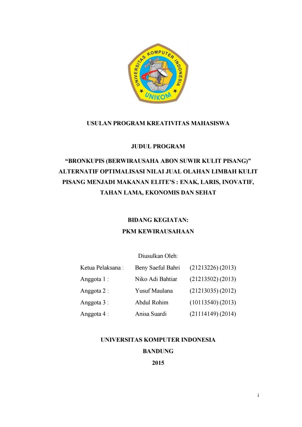 Detail Contoh Proposal Pkm Kewirausahaan Makanan Nomer 30