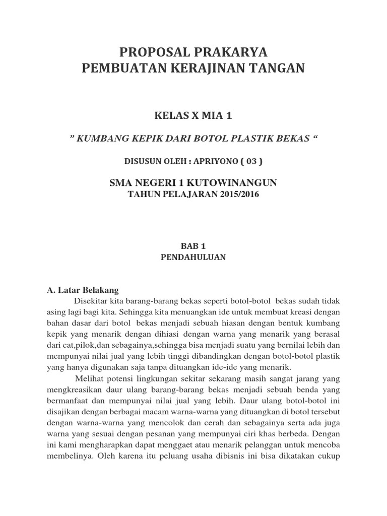 Contoh Proposal Prakarya - KibrisPDR