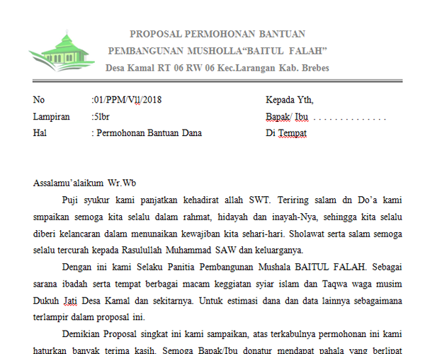 Detail Contoh Proposal Rehab Masjid Nomer 29