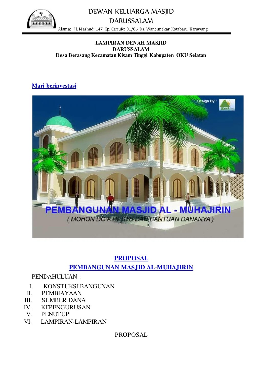 Detail Contoh Proposal Rehab Masjid Nomer 40