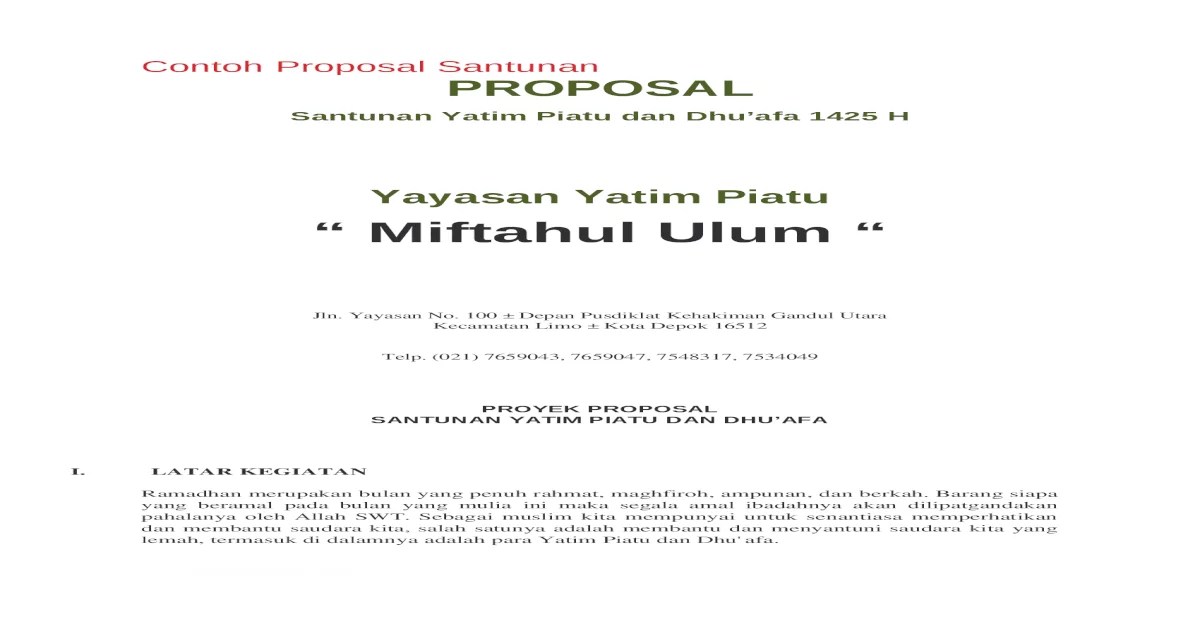 Detail Contoh Proposal Santunan Anak Yatim Nomer 32