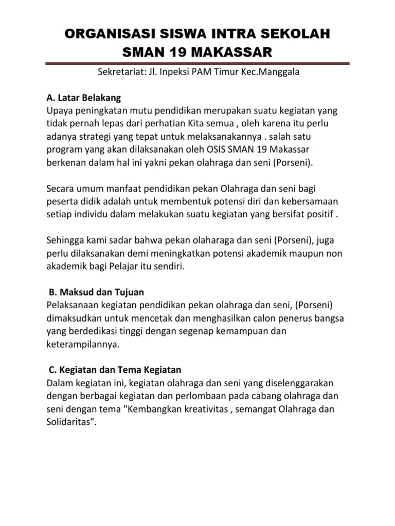 Detail Contoh Proposal Singkat Kegiatan Sekolah Nomer 45