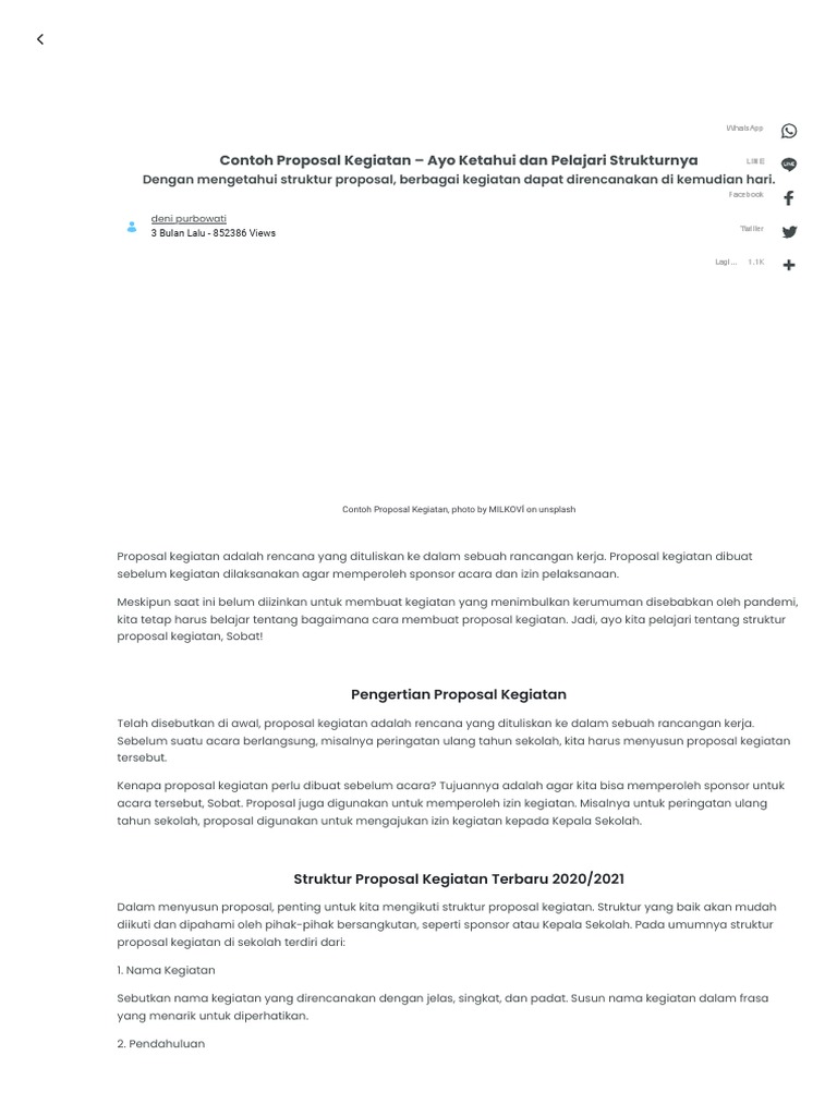 Detail Contoh Proposal Singkat Kegiatan Sekolah Nomer 55