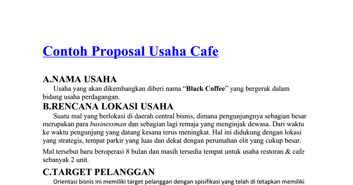 Detail Contoh Proposal Usaha Cafe Nomer 10