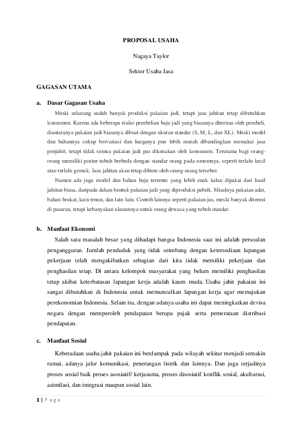 Detail Contoh Proposal Usaha Jasa Nomer 8