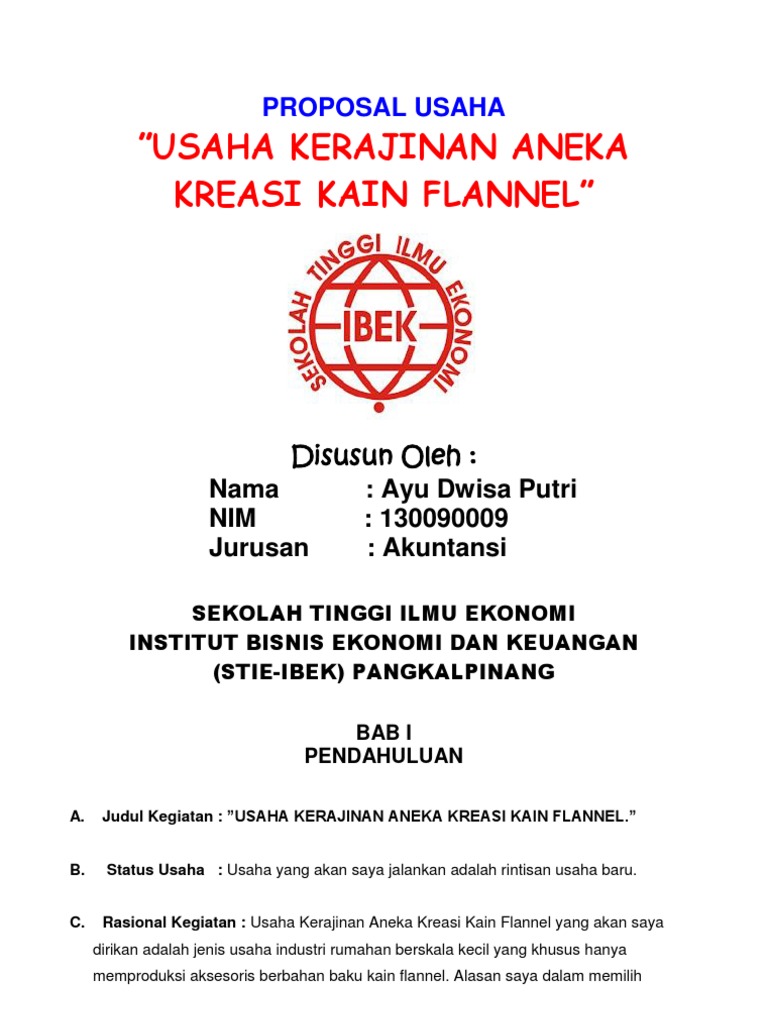 Detail Contoh Proposal Usaha Kerajinan Nomer 20
