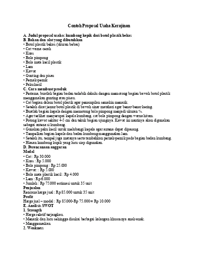 Detail Contoh Proposal Usaha Kerajinan Nomer 29