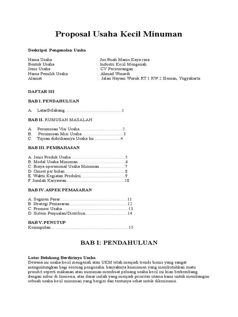 Detail Contoh Proposal Usaha Minuman Milkshake Nomer 21