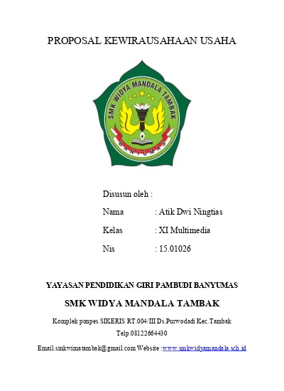 Detail Contoh Proposal Wirausaha Nomer 8
