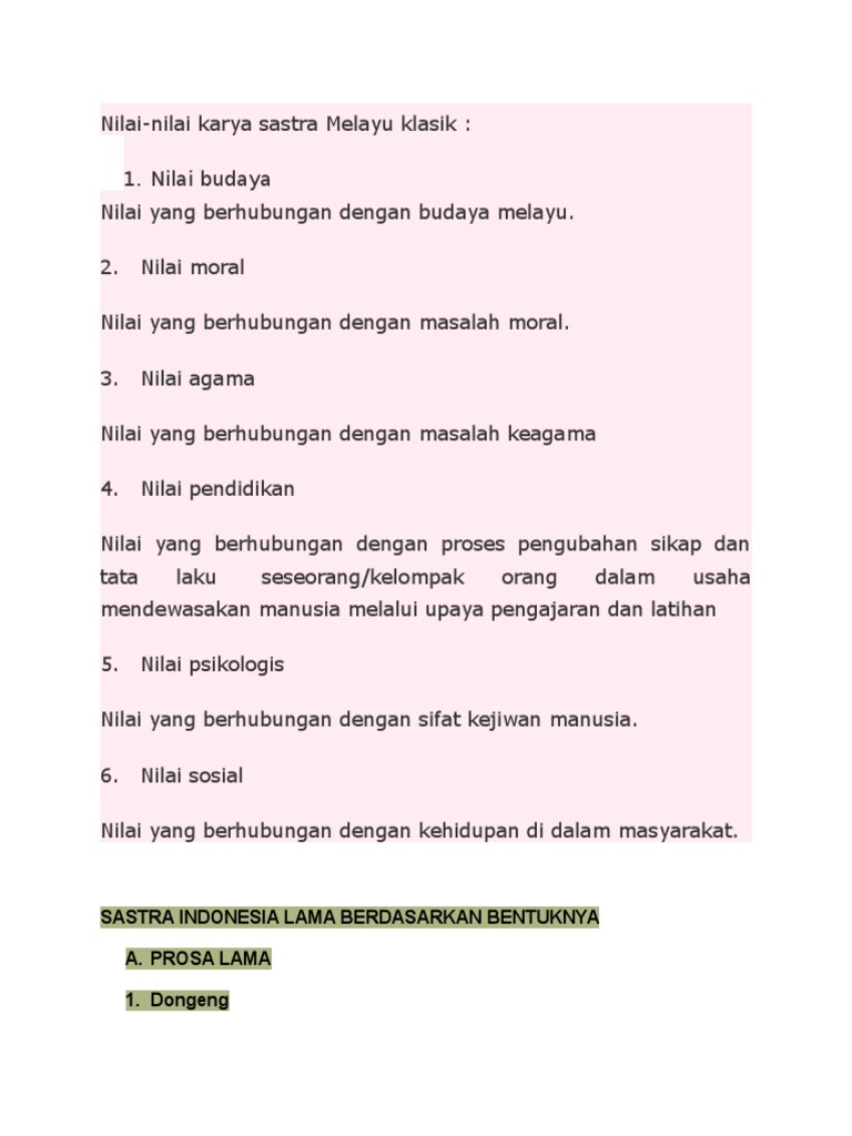 Detail Contoh Prosa Lama Nomer 9