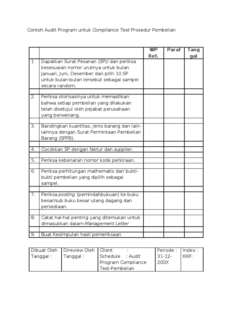 Detail Contoh Prosedur Audit Nomer 7