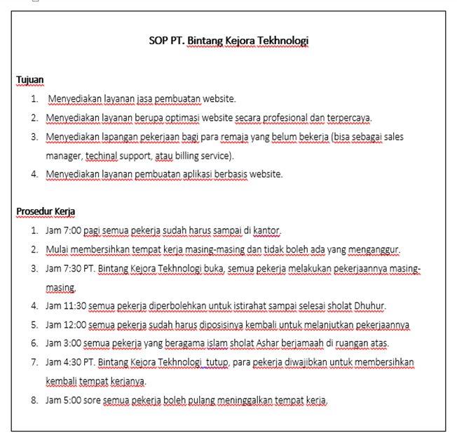 Detail Contoh Prosedur Kerja Nomer 14